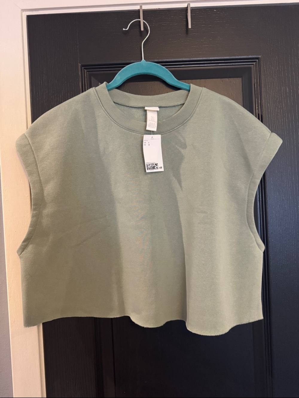 H&M Sleeveless Crop Sweatshirt Top - Sage Green